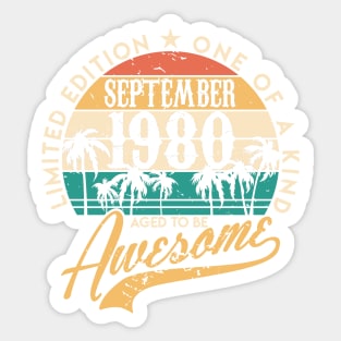 40th birthday gifts for men and women September 1980 gift 40 Sticker